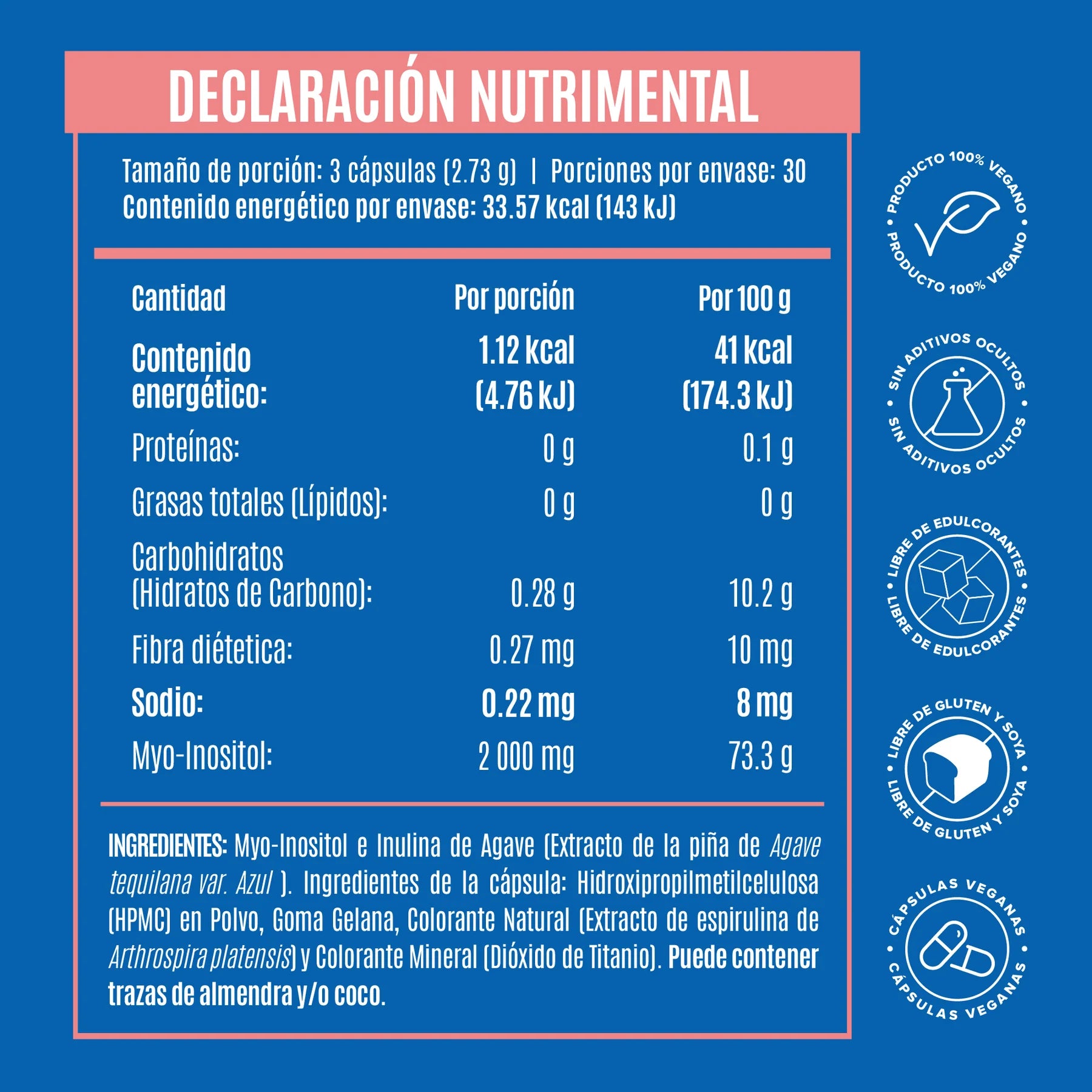Myo-Inositol - 90 Cápsulas - 30 Porciones