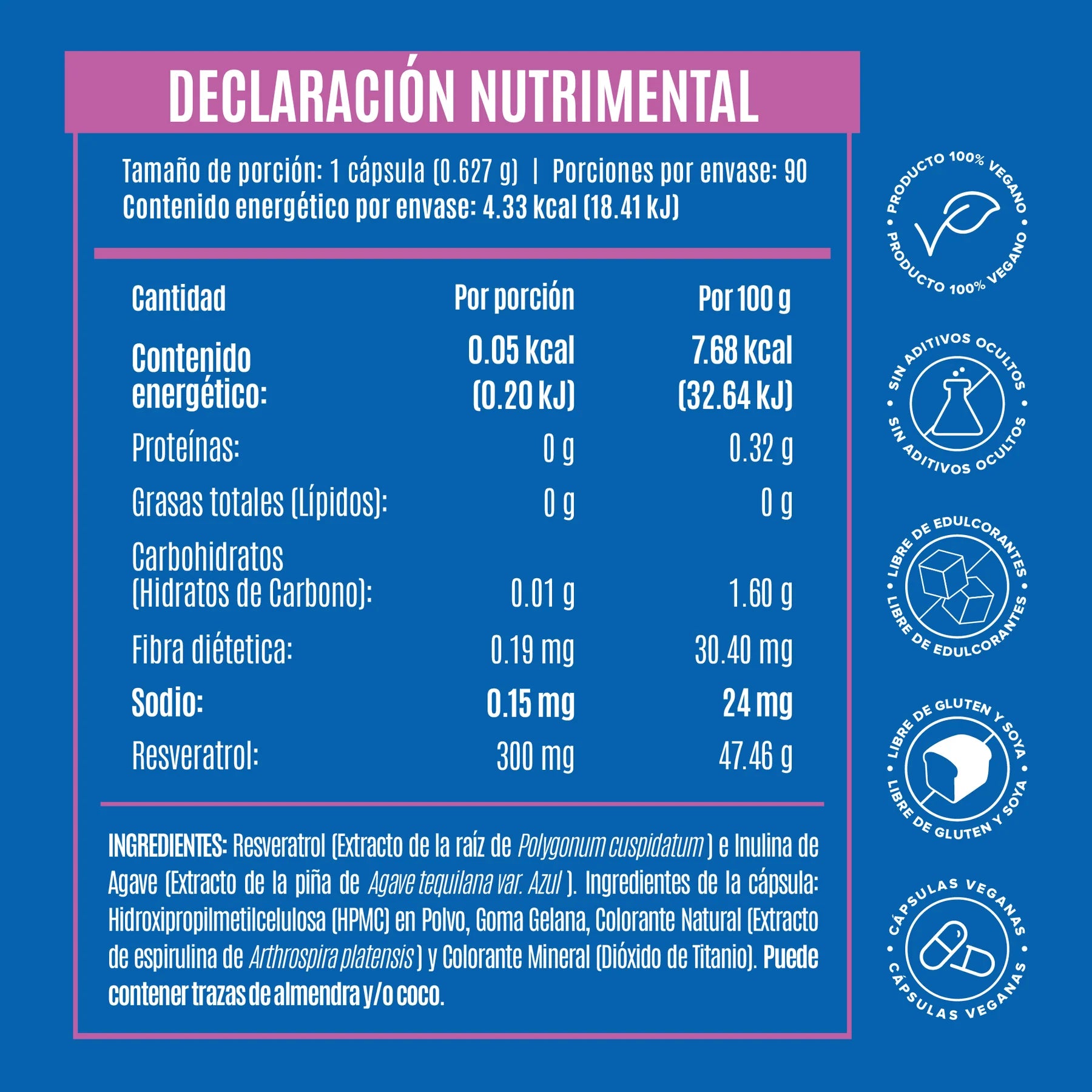 Resveratrol - 90 Cápsulas - 90 Porciones Precio de venta Precio normal