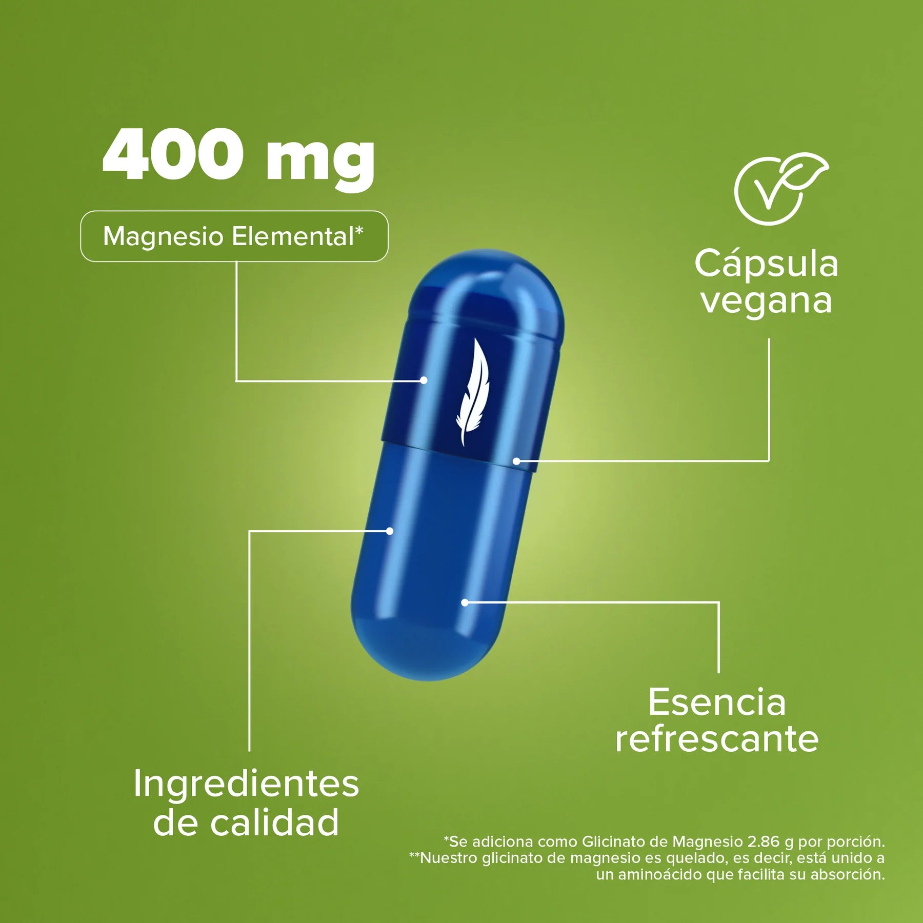 Glicinato de Magnesio - 120 Cápsulas - 30 Porciones Glicinato de Magnesio - 120 Cápsulas - 30 Porciones