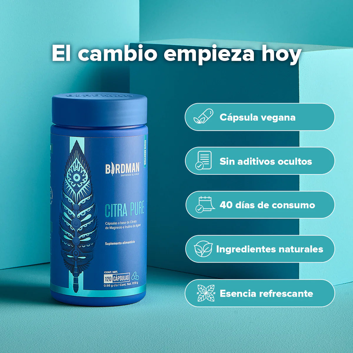 Citrato de Magnesio - 120 Cápsulas - 40 Porciones
