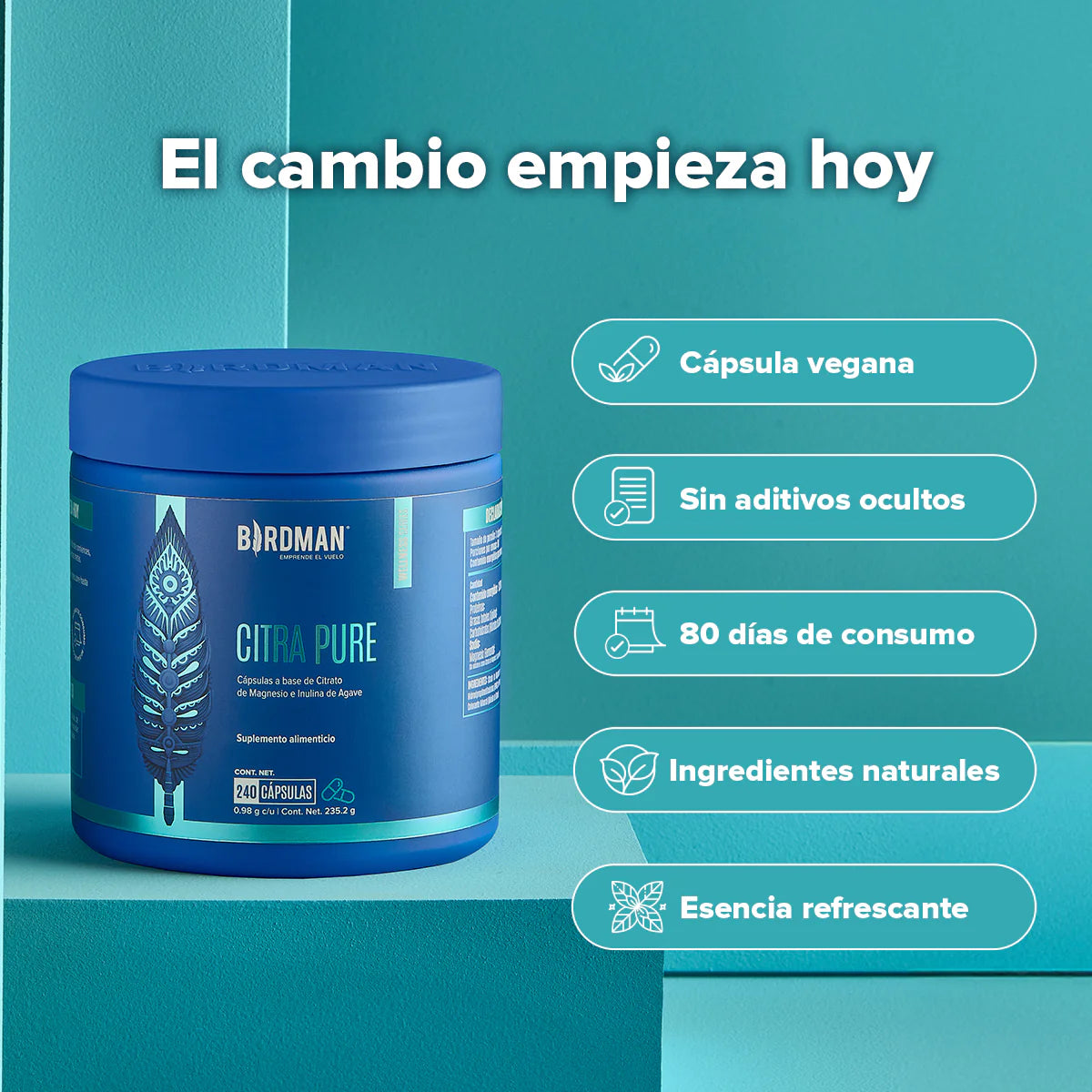 Citrato de Magnesio - 240 Cápsulas - 80 Porciones
