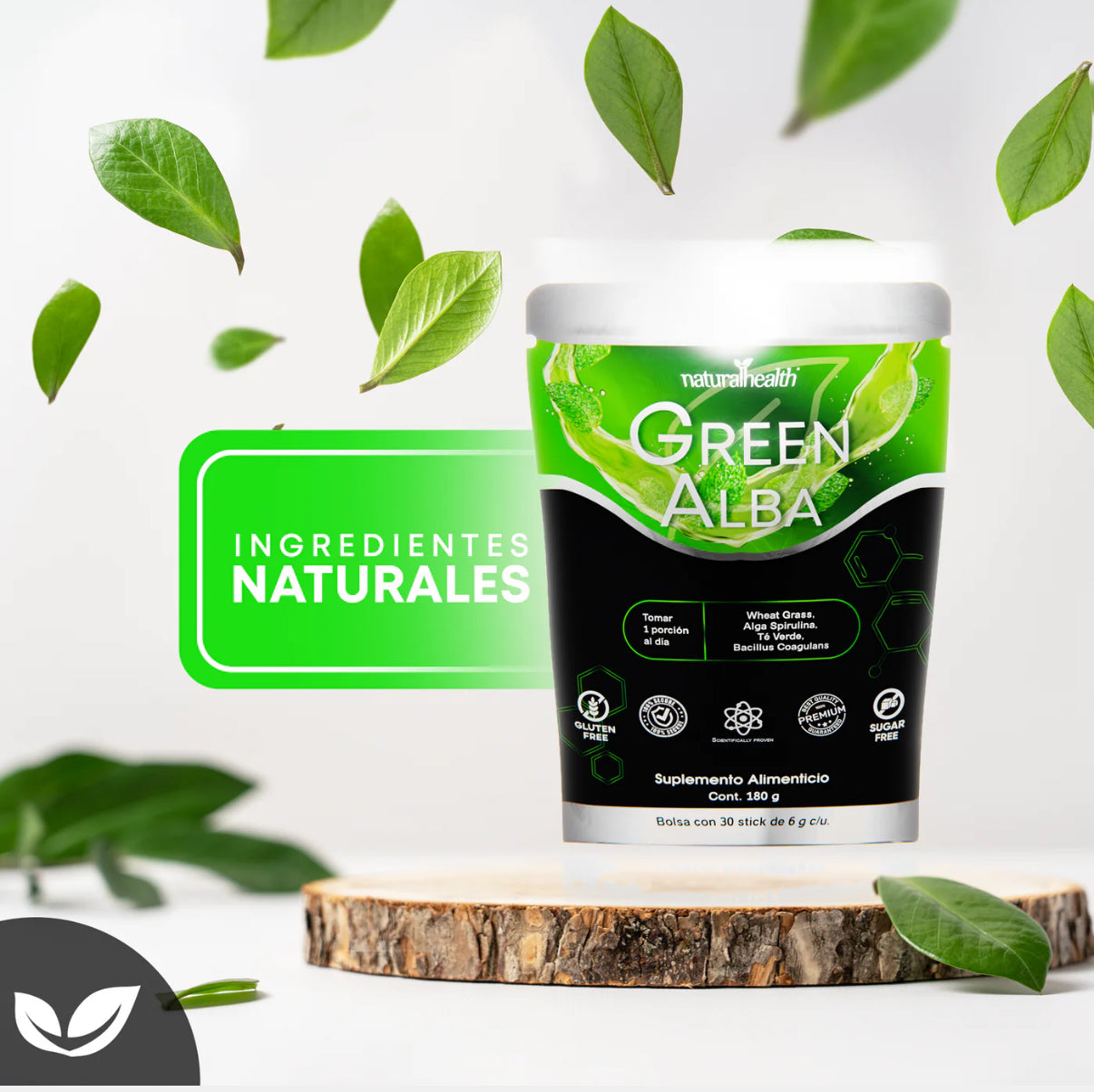 Green Alba Mezcla de greens + Lactobacilos, Alga Espirulina, Clorofila y Vitamina D3