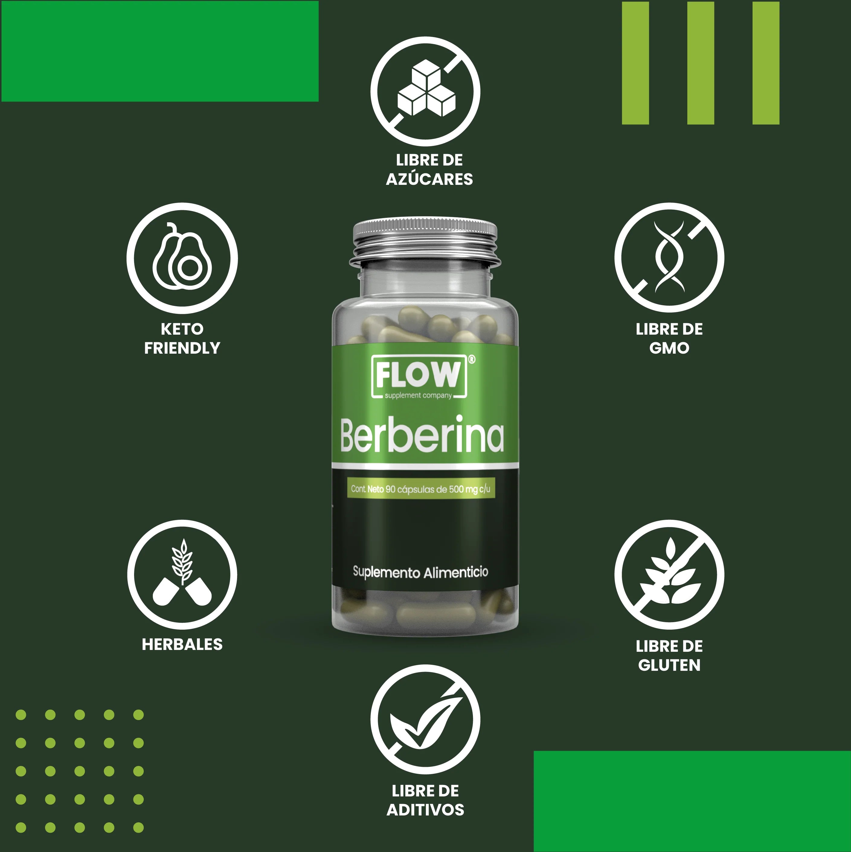 Berberina / 90 cápsulas de 500 mg c/u