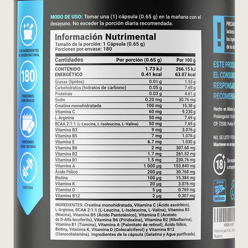 Mens Blend | Multivitamínico para Hombre  180 Caps | 650 mg
