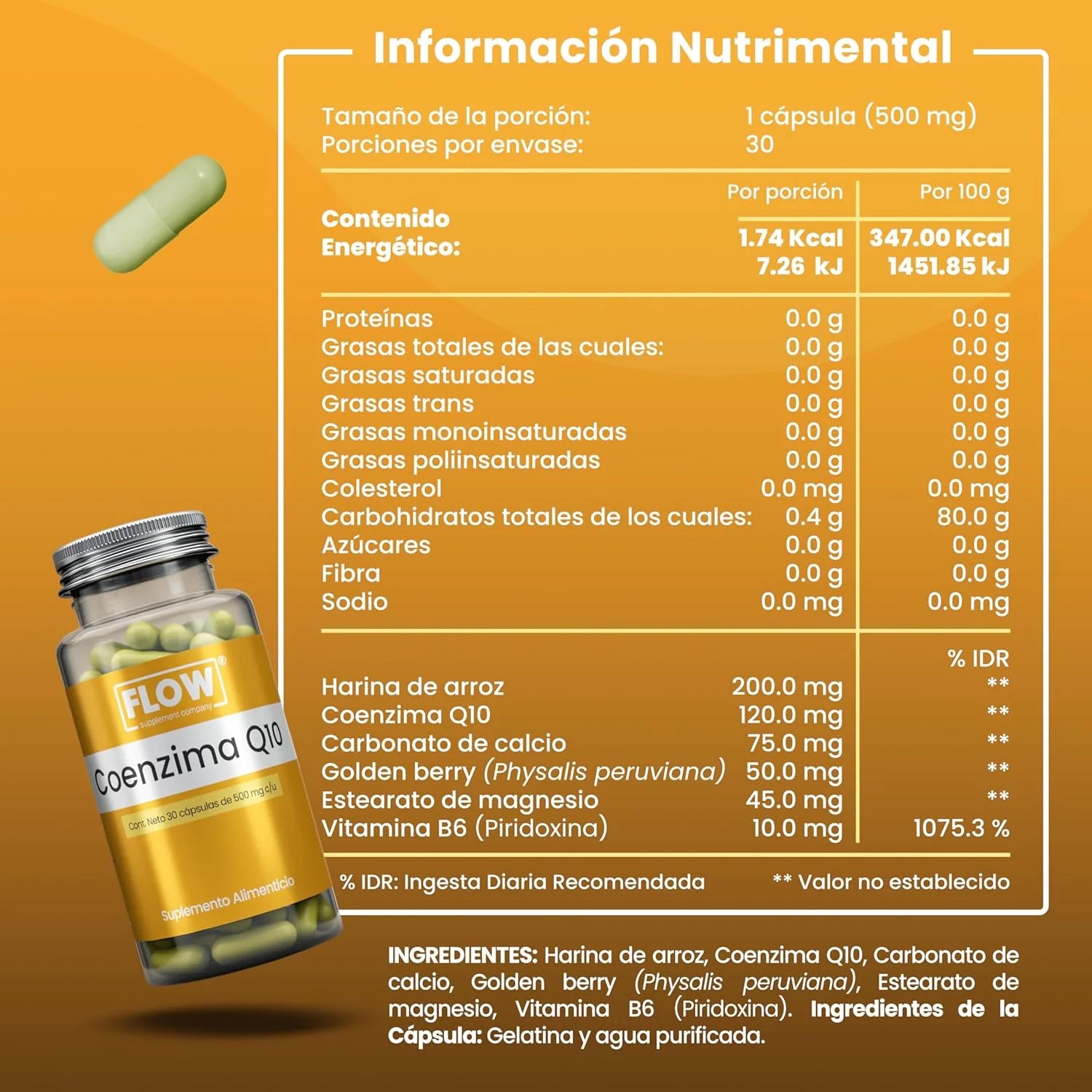 Coenzima Q10 (120mg) / 30 cápsulas de 500 mg.