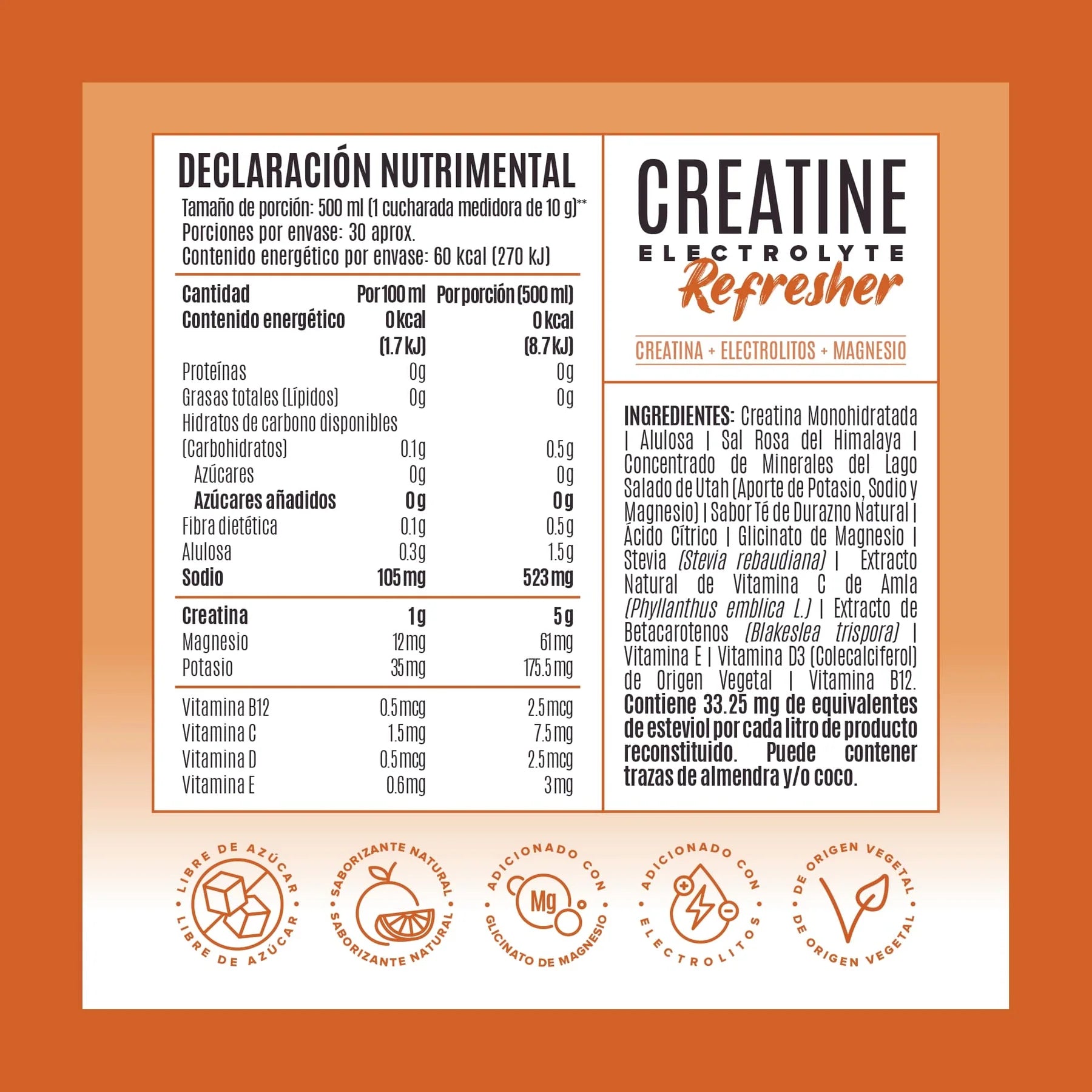 Creatine Electrolyte Refresher - Golden Peach - 30 Porciones