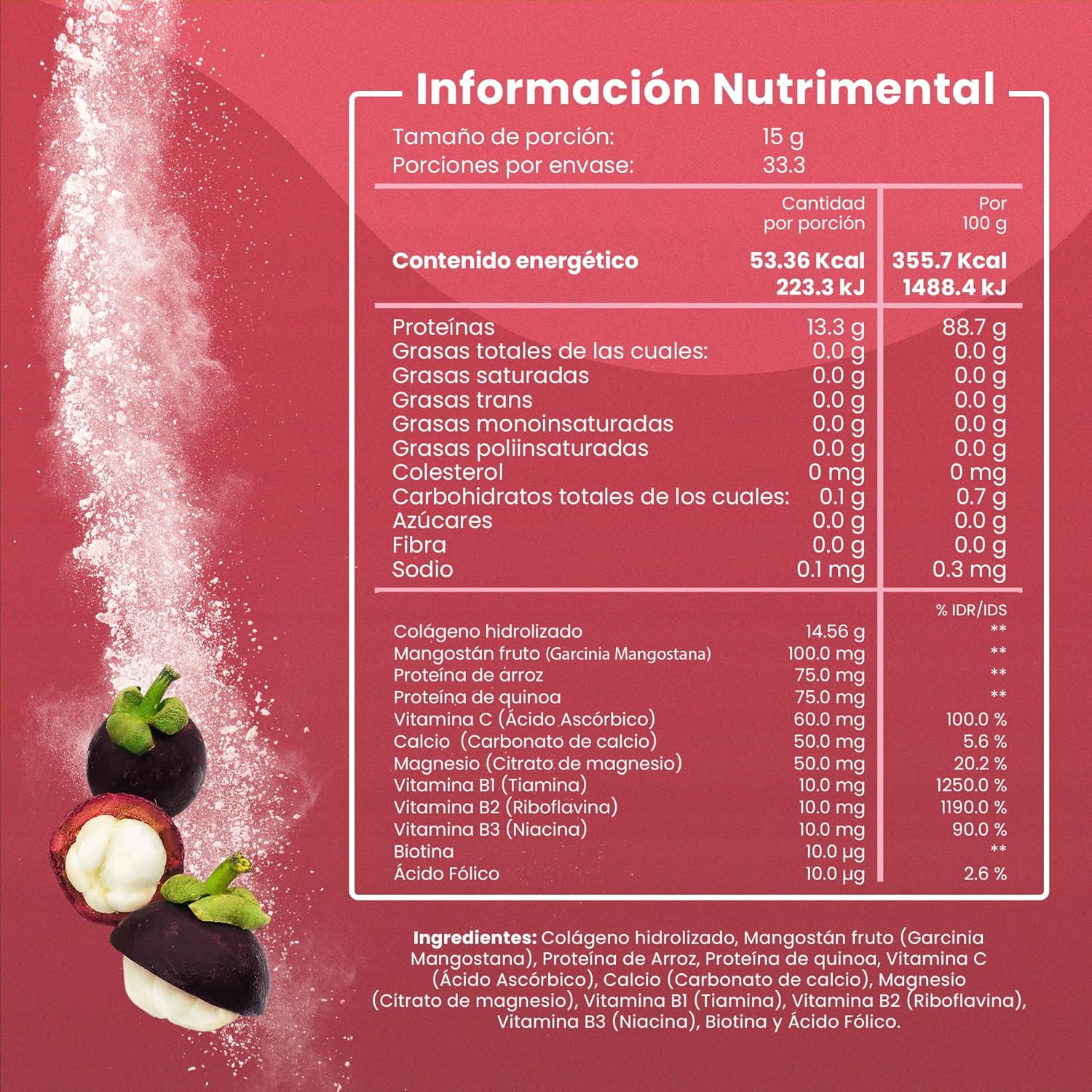 Colágeno Hidrolizado con Mangostán de 500 gr