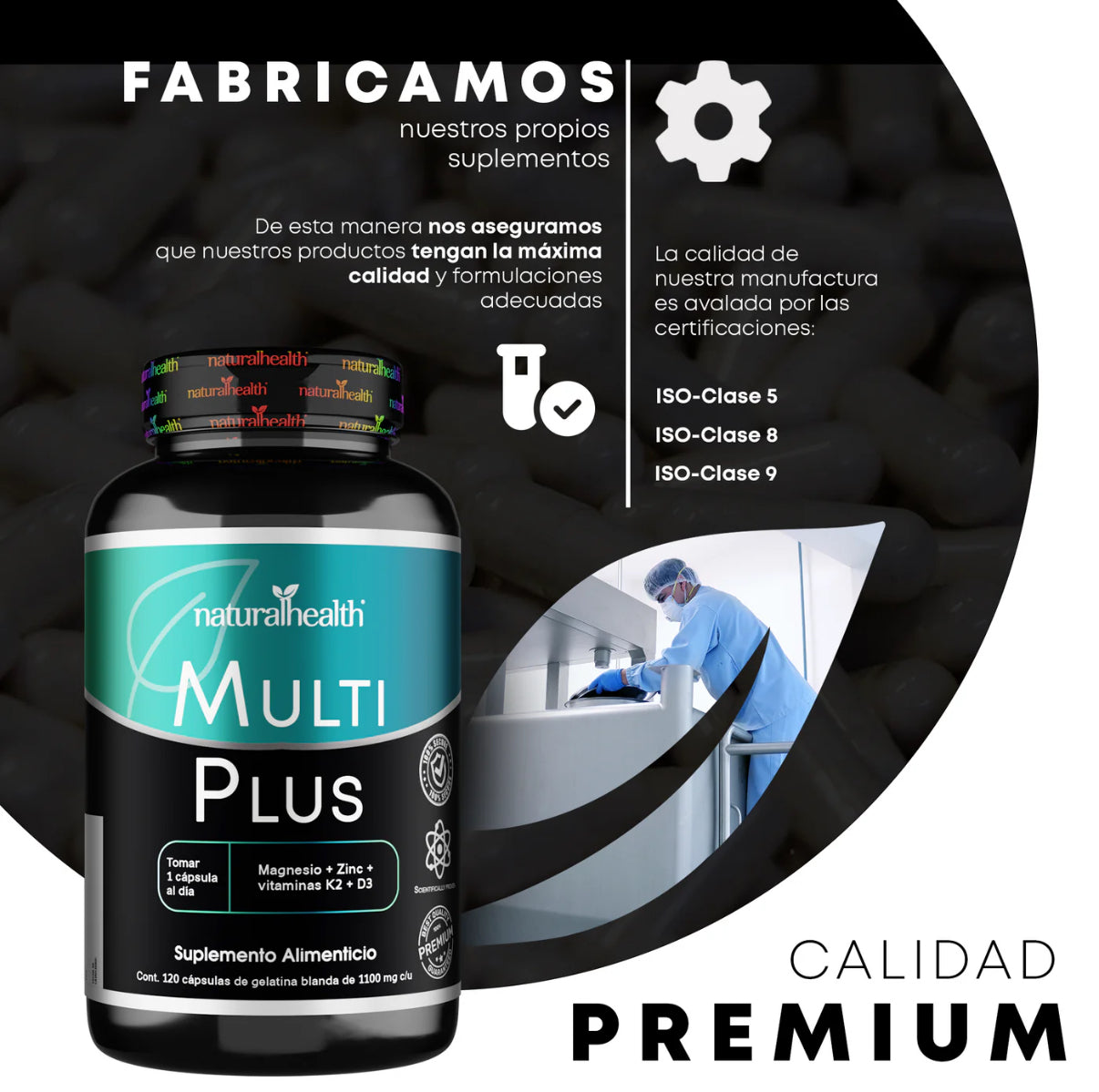 Multiplus |
Multivitamínico con
Magnesio, Zinc, Vitamina D3+K2 | 120 cápsulas