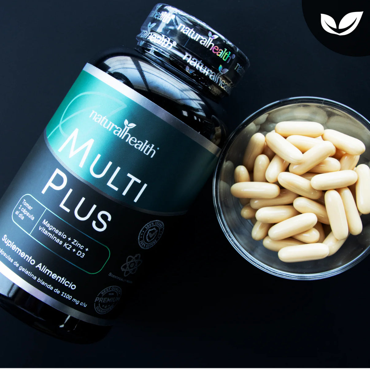 Multiplus |
Multivitamínico con
Magnesio, Zinc, Vitamina D3+K2 | 120 cápsulas