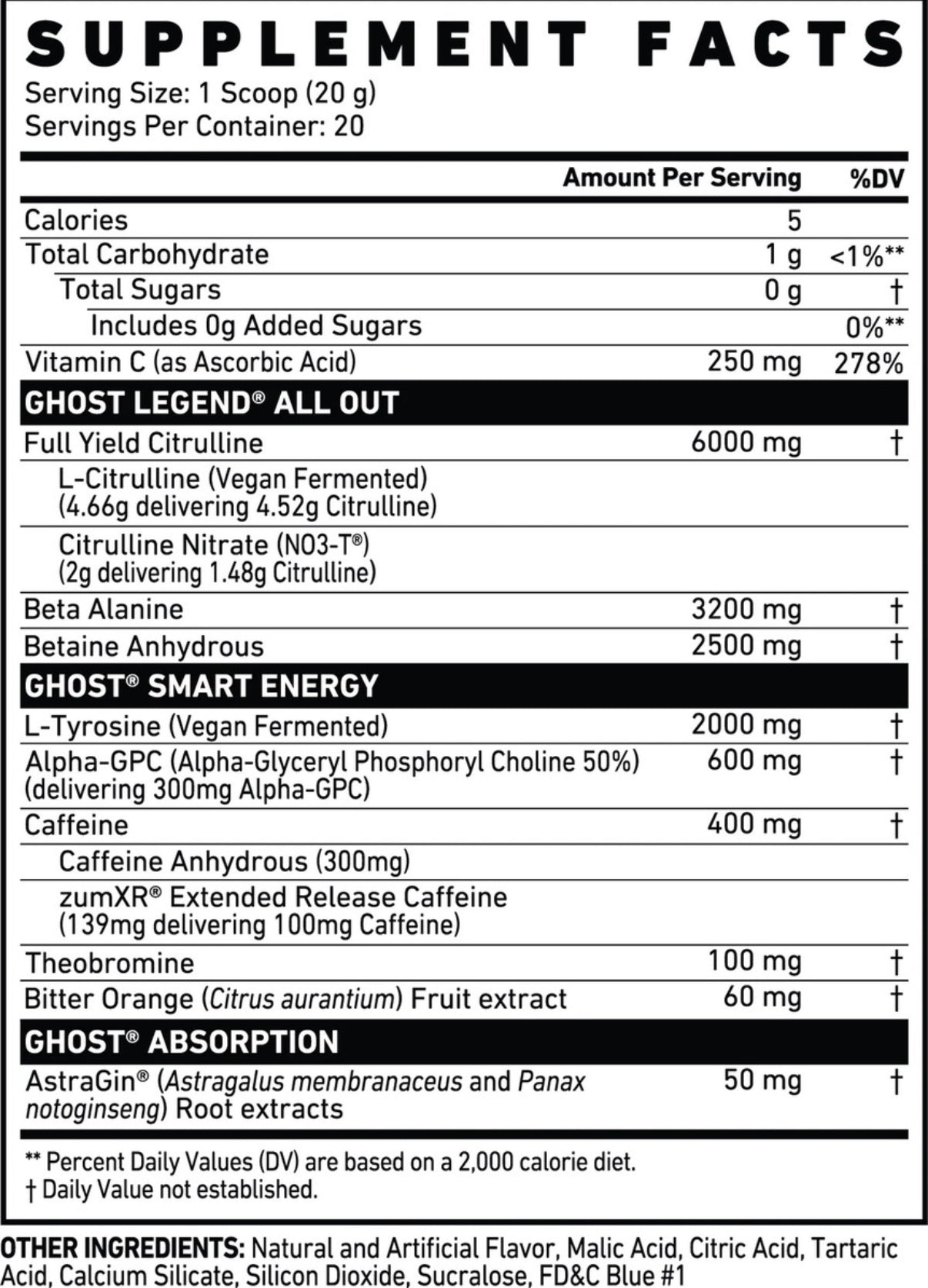GHOST LEGEND ALL OUT PWO 20 SERV BLUE RASPBERRY