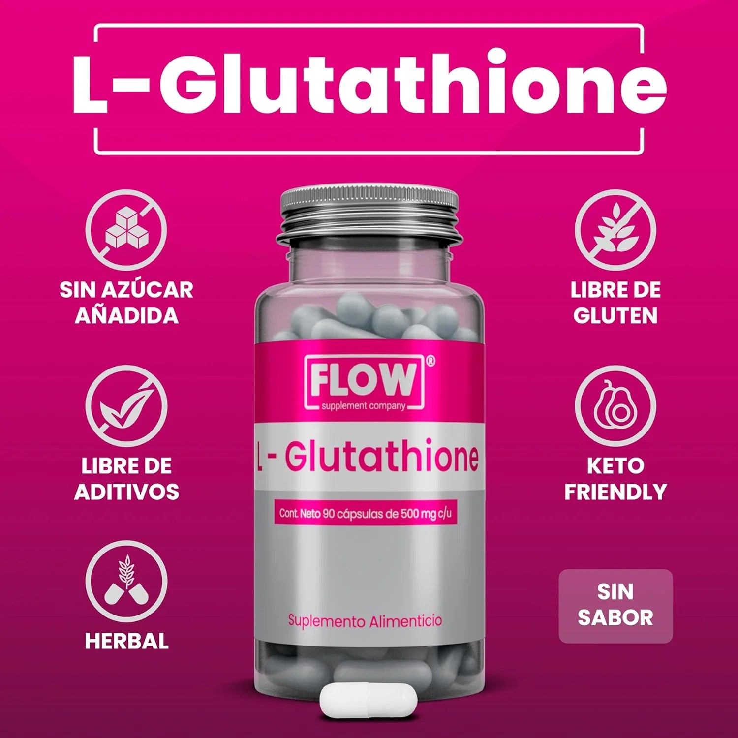 L-Glutathione 90 cápsulas de 500 mg