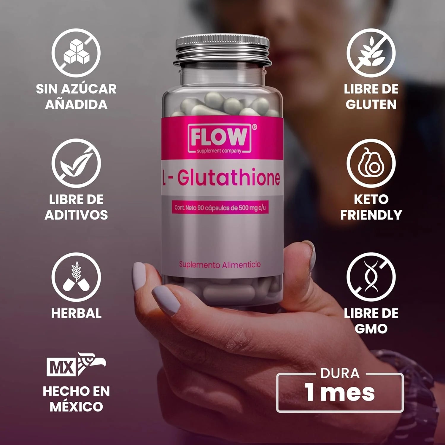 L-Glutathione 90 cápsulas de 500 mg