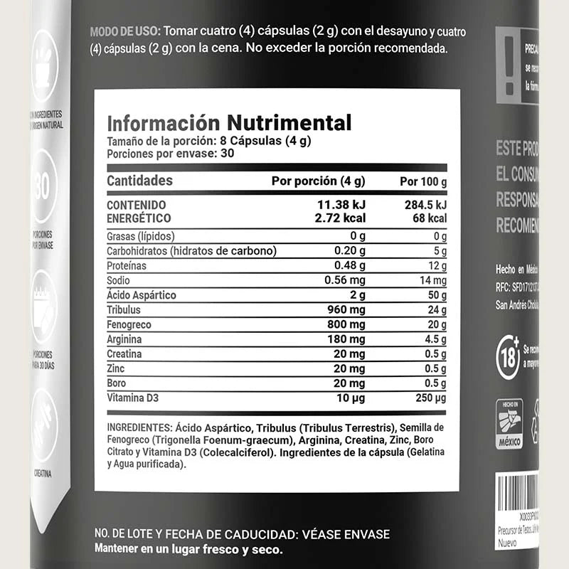 Mens T Platinum | Precursor para Hombre Platinum 240 caps | 500 mg