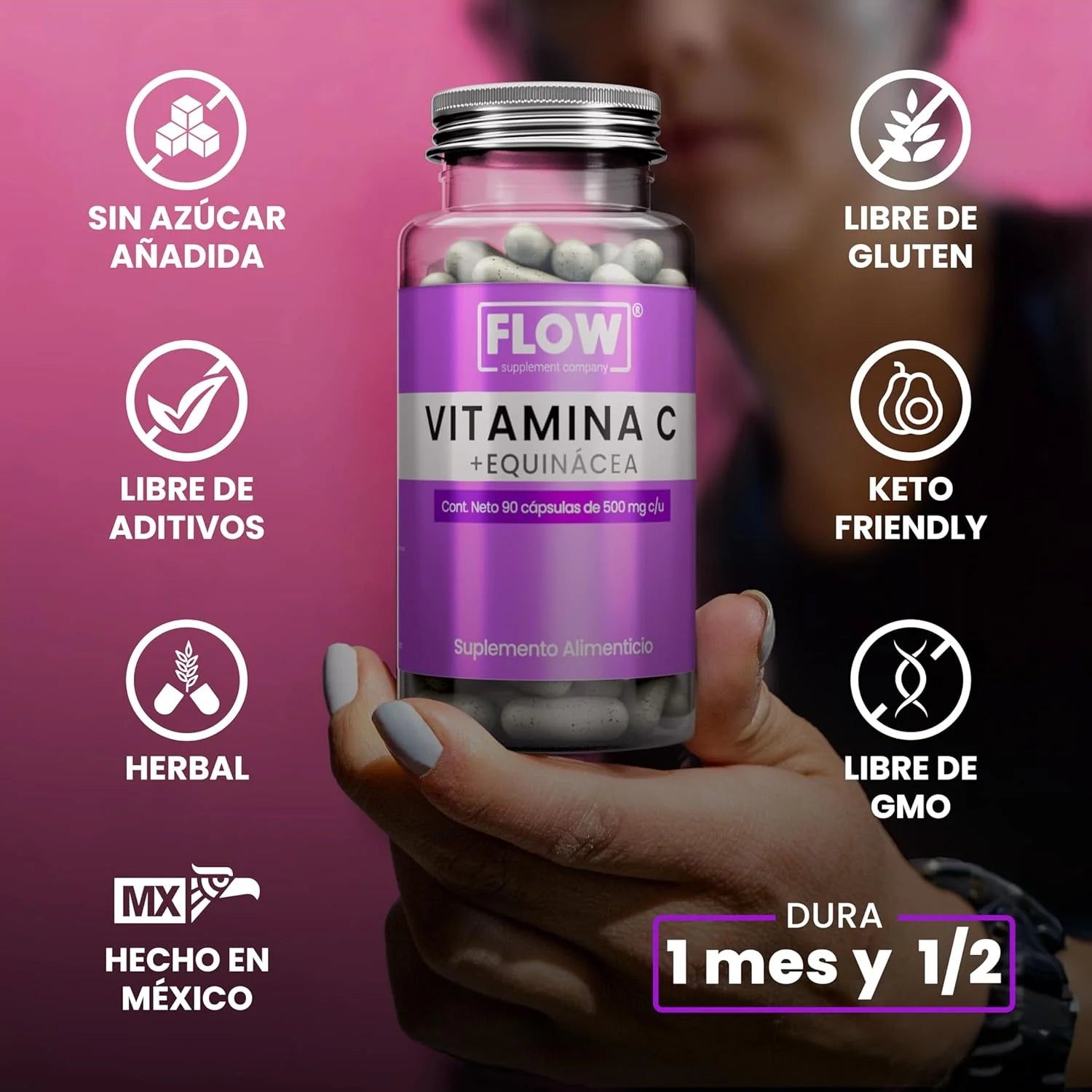 Vitamina C y Equinácea / 90 cápsulas de 500 mg.