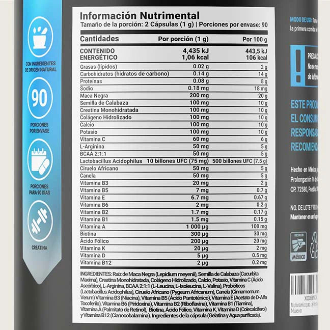 Mens Mult Matur3 | Multivitamínico para  Hombre +40 180 Caps | 500 mg